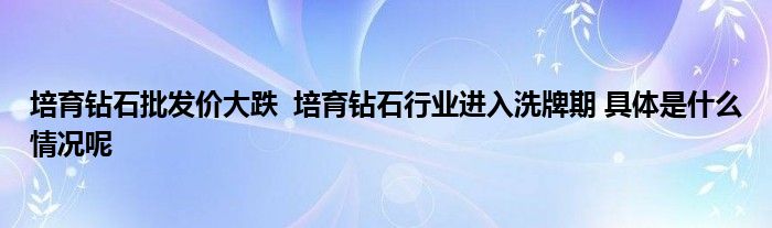 多米体育培育钻石批发价大跌 培育钻石行业进入洗牌期 具体是什么情况呢(图1)